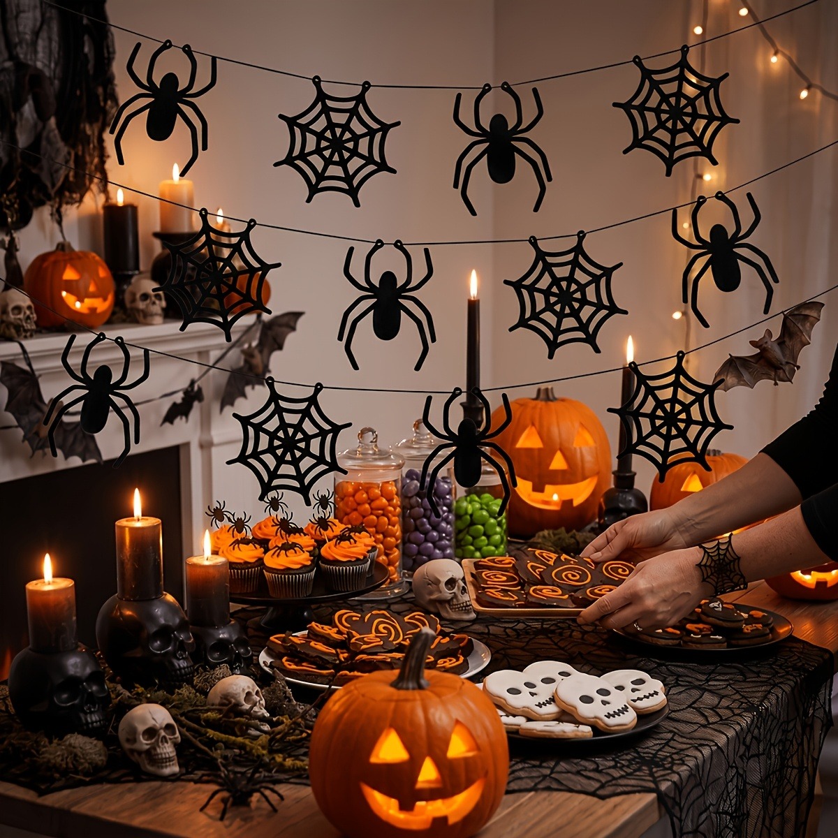 Spider Web Halloween Decoration - 2 set di ghirlande a forma