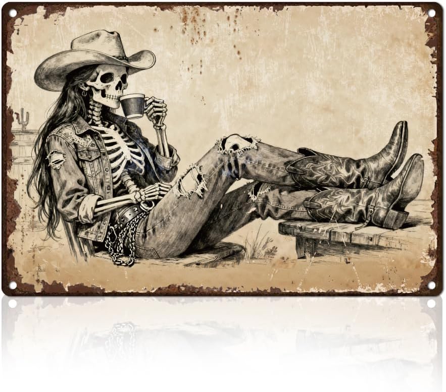 Halloween Skeleton Decoration - Targa in latta da donna con