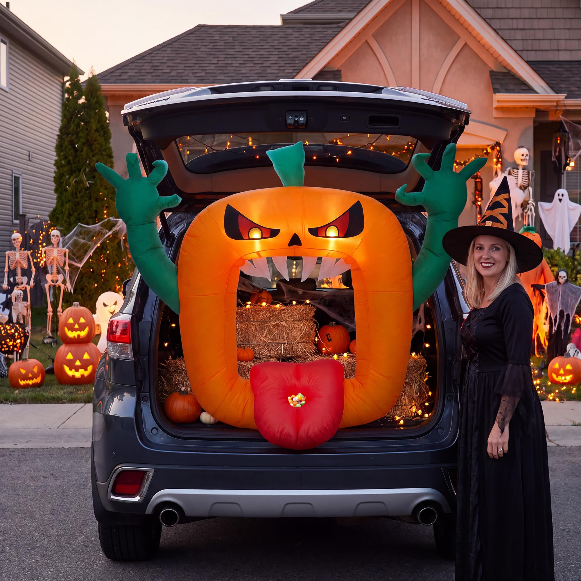 Halloween Pumpkin Decor Led - Zucca gonfiabile a tema Halloween, alta