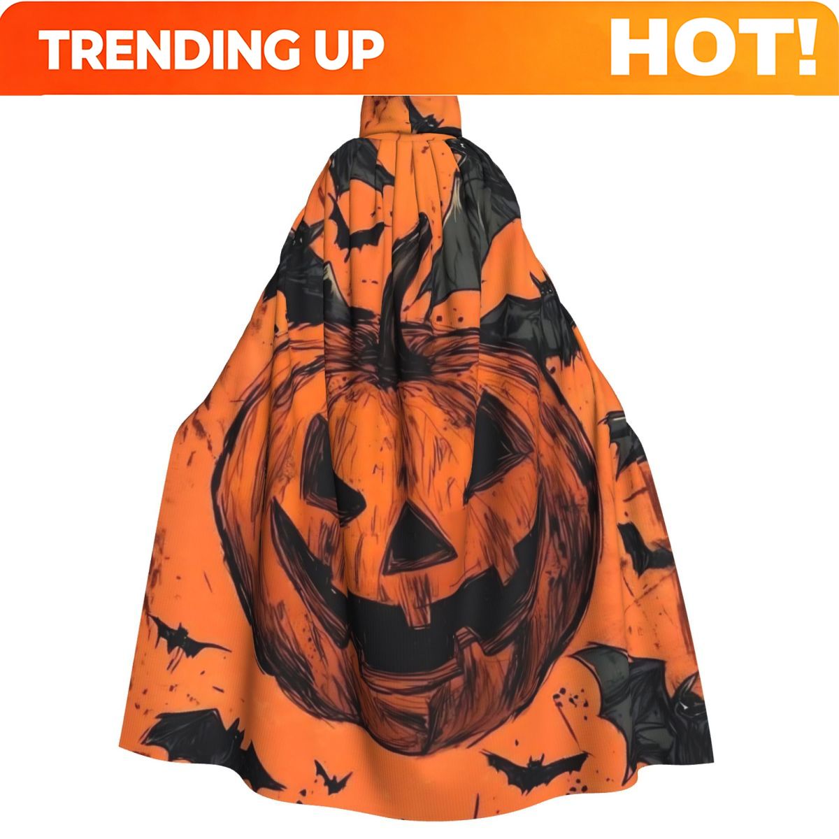 Pumpkin Lantern Halloween - Mantello Lungo con Cappuccio Personalizzato a