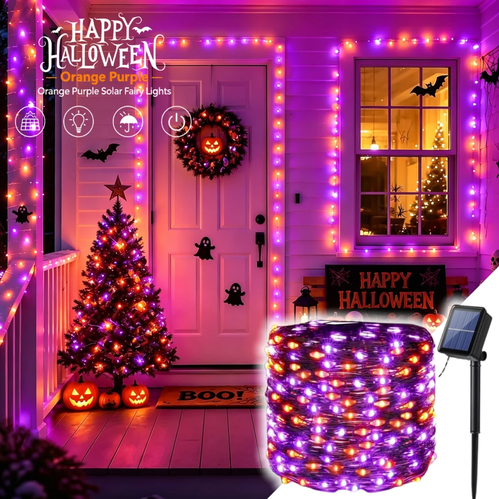 Luci a filo di rame solari per - Halloween Led String Lights Orange recensione e prezzo