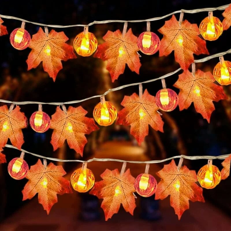 Luci a stringa con foglie di a - Halloween Led String Lights Orange recensione e prezzo