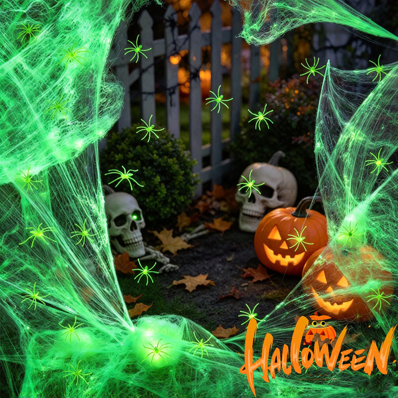 1-5 set di ragnatele fluoresce - Spider Web Halloween Decoration recensione e prezzo